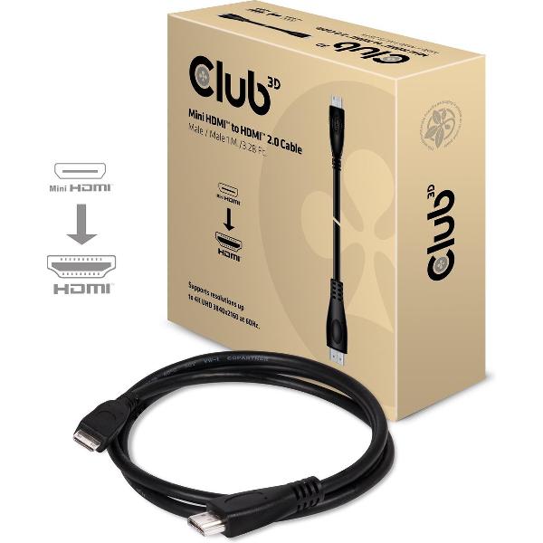 club3D HDMI Aansluitkabel 1.00 m CAC-1350 Zwart [1x HDMI-stekker C mini - 1x HDMI-stekker]