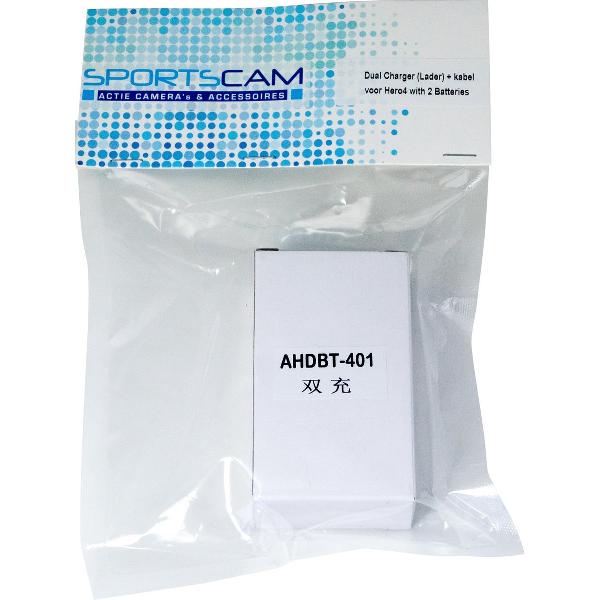 SportsCam Dual Charger (Lader) + kabel voor Hero4 met 2 Batterijen