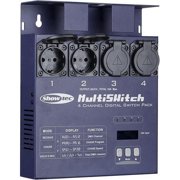 Showtec Showtec MultiSwitch, 4 kanaals switchpack, Schuko uitgangen Home entertainment - Accessoires