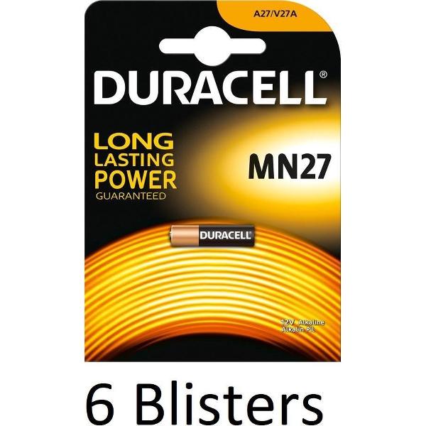 6 Stuks (6 Blisters a 1 st) Duracell MN27 - GP27A - A27 - L828 12V alkaline batterij