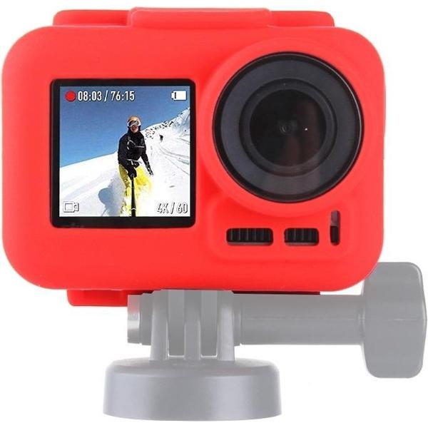 PULUZ siliconen beschermhoes voor DJI Osmo Action met frame (rood)