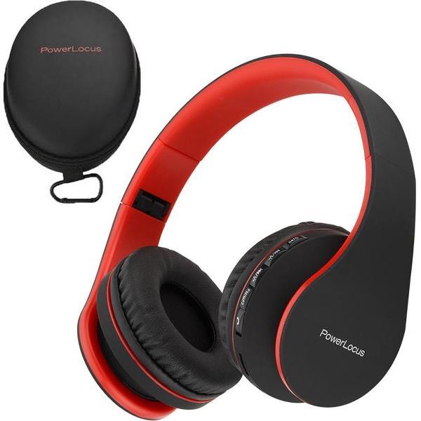 PowerLocus P1 draadloze Over-Ear Koptelefoon Inklapbaar - Bluetooth - Met microfoon – Zwart/Rood