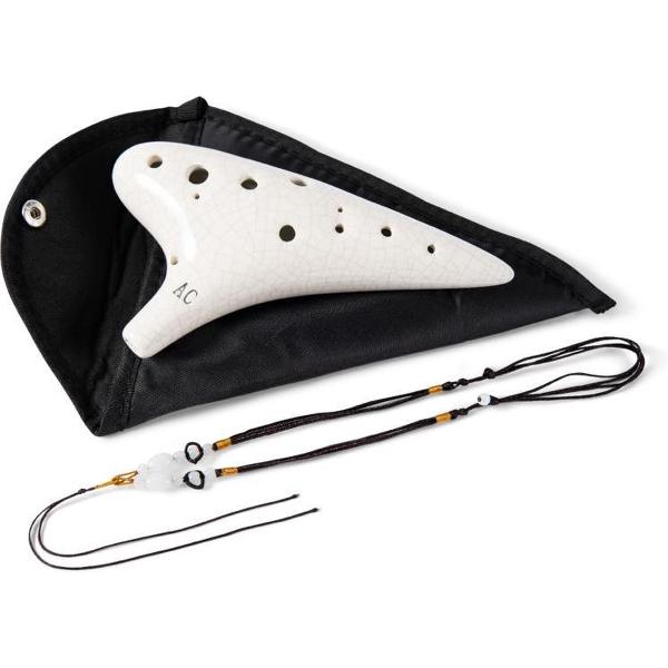 Soundscape 'Cooller' Ceramic 12-Hole Ocarina in C Major - White + Accessories