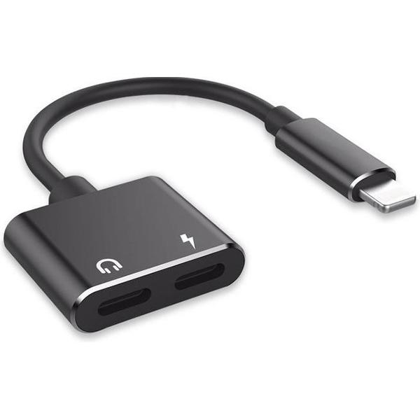 Zwarte Kabel Adapter Splitter Lightning Voor De iPhone 7 / 8 / Plus / X