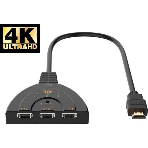 HDMI Splitter 4K 3 poorten - HDMI Switch - Universele HDMI Switch - ondersteund Ultra HD 4K, Full HD 1080p en HDCP - Eenvoudig in gebruik