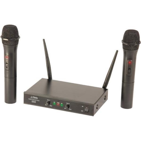 DRAADLOOS 2-KANAALS UHF MICROFOON SYSTEEM (PARTY-200UHF-MKII)