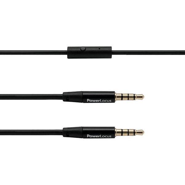 PowerLocus Audio Kabel 3.5mm Jack, Aux Kabel met Microfoon voor Koptelefoons