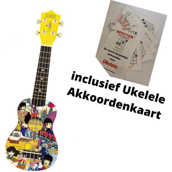 The Beatles Ukulele Yellow Submarine met handige akkoordenkaart