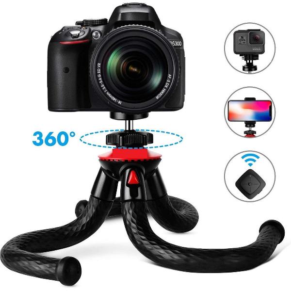 3 in 1 Flexibele XL Octopus Smartphone Tripod – Compact Smartphone & Camera statief 28CM Bluetooth remote