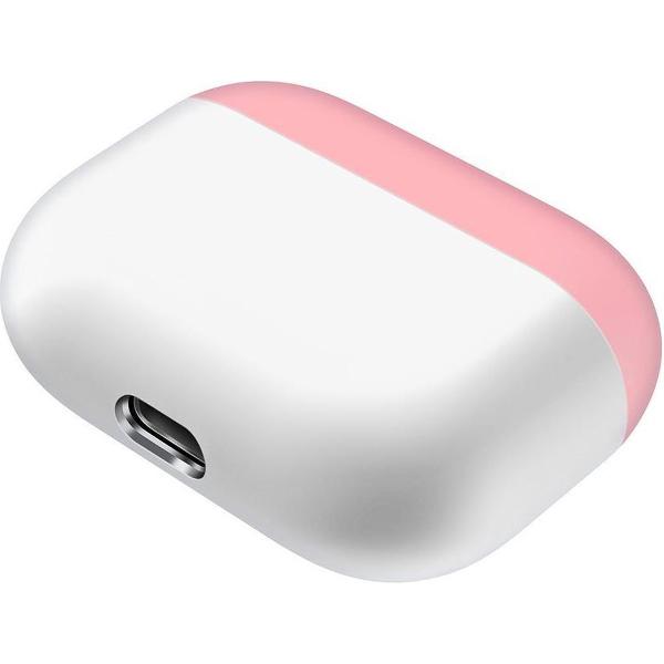 Case Cover Voor Apple Airpods Pro- Siliconen design-Roze-Wit Watchbands-shop.nl