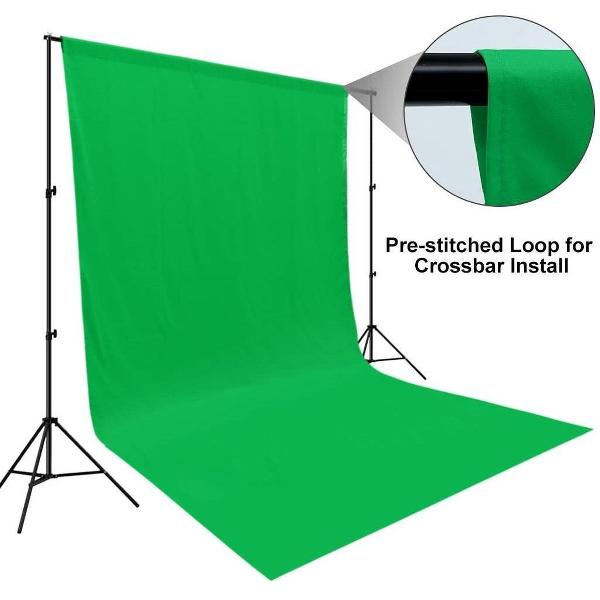CRPHY Achtergronddoek - 2.98m x 2.98m - Opvouwbaar - Voor fotostudio of video-opname - Groen (Zonder Statief)