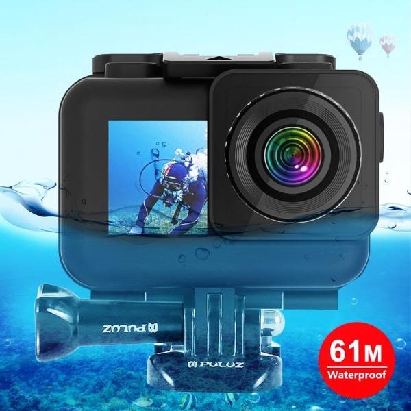 PULUZ 61m waterdichte behuizing beschermhoes met gesp Basic Mount & schroef voor DJI Osmo Action (zwart)