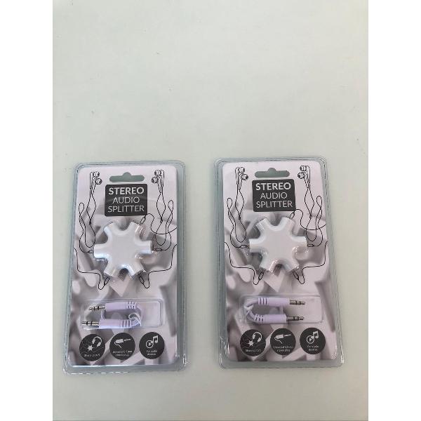 Audio splitter wit - twee stuks