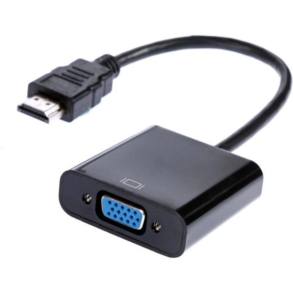 HMerch™ HDMI naar VGA adapter - Met audio / AUX kabel - 1080p HD Kwaliteit - HDMI VGA kabel - HDMI to VGA Cable - Zwart