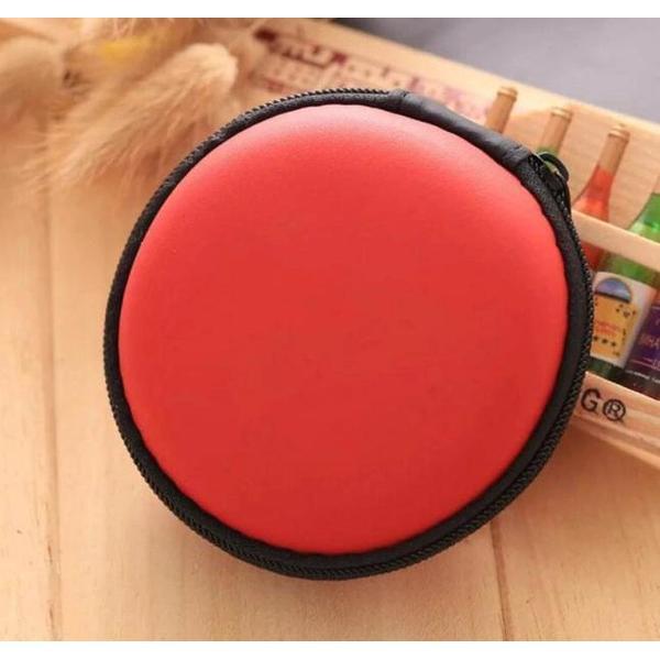 Hardcase Oortjes Hoesje | Opberg Tas Voor Oortjes | Kabeltasje | Opberghoes Voor Kabel | Oortjes In-Ear | Sleutelhouder | Muntjeshouder | Sleutels | Muntjes | Reistas|Rood | Opslag tas | Opbergruimte | Telefoonaccessoires | Elektronica beschermer