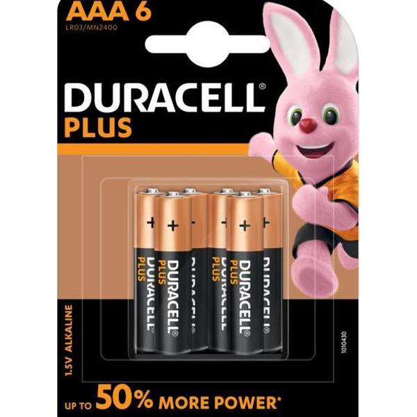 Duracell Plus alkaline AAA-batterijen, verpakking van 6