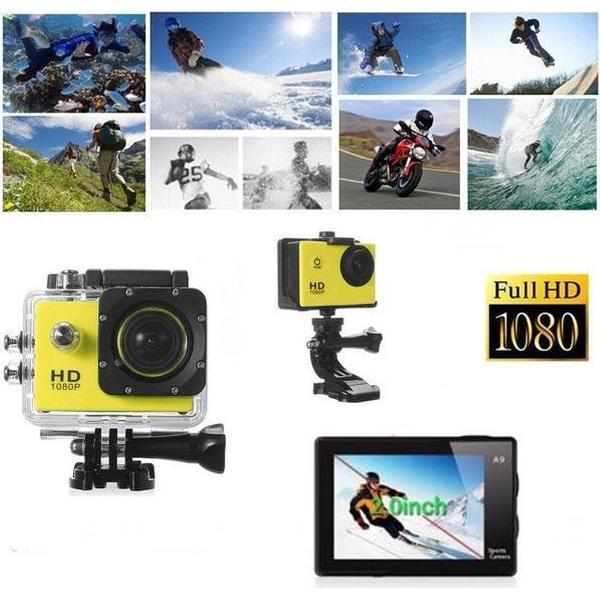 Sports FULL HD Camera DV (waterresistant) 1080p Actioncam Accessoires - Geel