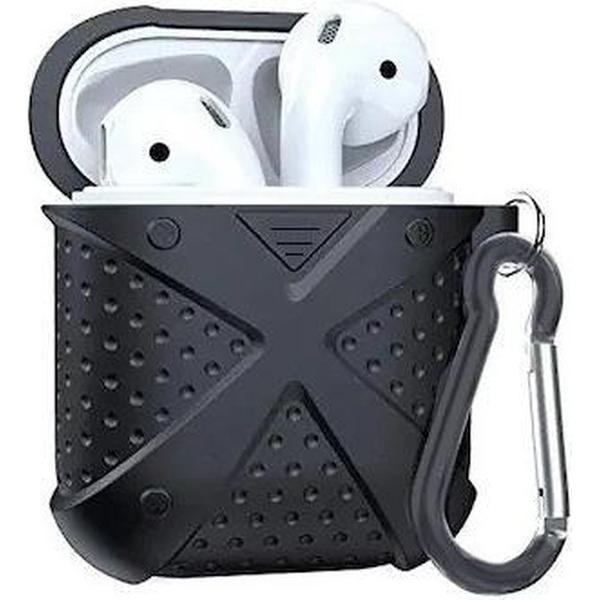 Ntech Zwart Dropshock Hoesje Kunststof TPU Airpods Case Met sleutelhanger voor Apple Airpods