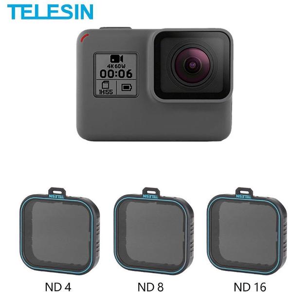 PRO SERIES Pack ND Lens Protector Kit Set (ND4 8 16) Neutral Density Filter voor GoPro Hero 5 / 6 en 7 BLACK