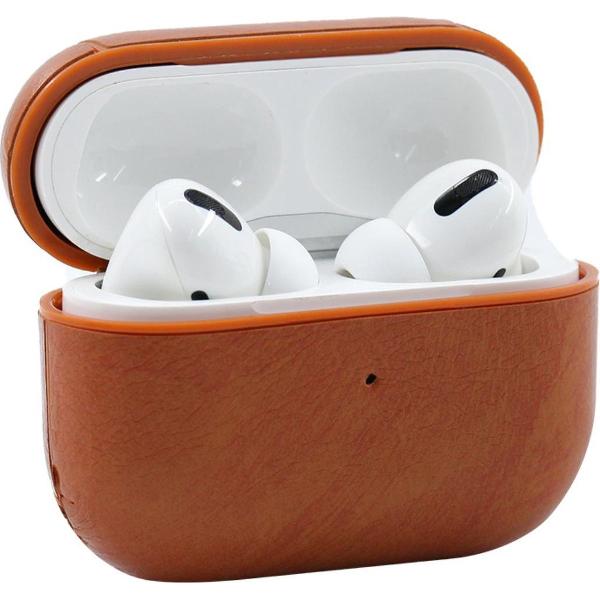 YPCd® Apple AirPods Pro Hoesje - Bruin- PU leer Hard Case