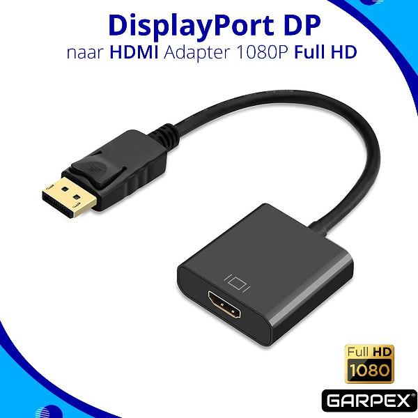 Garpex® Displayport naar HDMI – DP naar HDMI – DP to HDMI – DP naar HDMI Adapter Converter Full HD 1080P