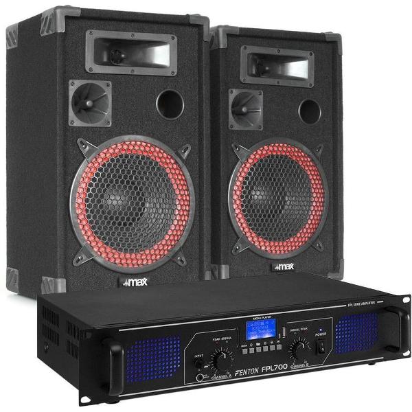 Geluidsinstallatie - Fenton FPL700 Bluetooth klasse-D versterker + setje XEN-3510 10 speakers