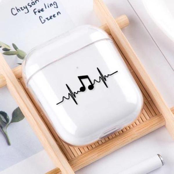 Airpod case transparant - Music - geschikt voor airpod 1 & 2 - hard cover case - airpods hoesje- airpods -