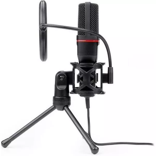 Microfoon - Jackplug microfoon - condensator microfoon - microfoon met standaard - podcast microfoon - zwart - vlog microfoon - plug&play microfoon - microfoon voor pc - microfoon voor laptop - noise cancelling - PlayStation - studiomicrofoon