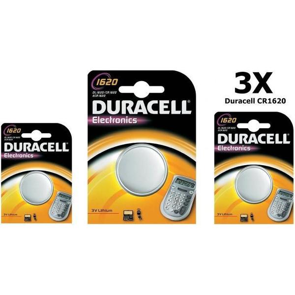 3 Stuks - Duracell CR1620 lithium batterij