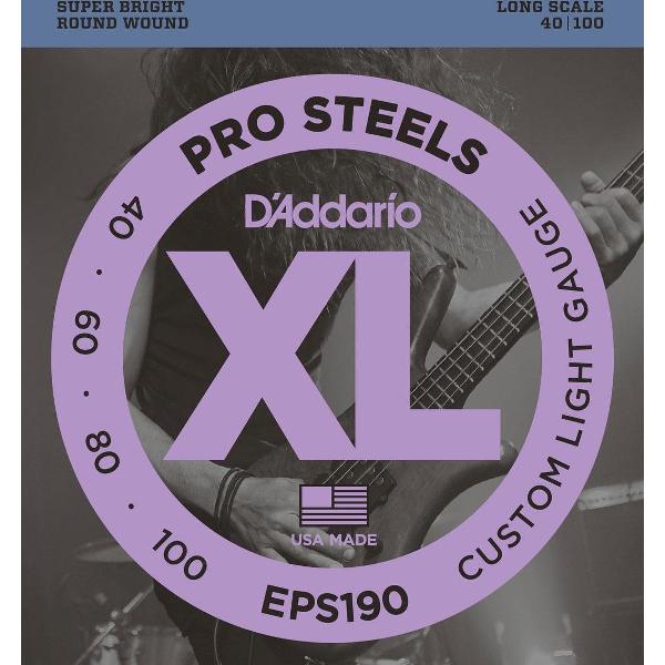 D'Addario EPS190 ProSteels Bass Custom Light 40-100 040 bassnarenset