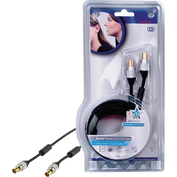 Coaxkabel Coax Male (IEC) - Coax Male (IEC) Recht 2.50 m Donkergrijs