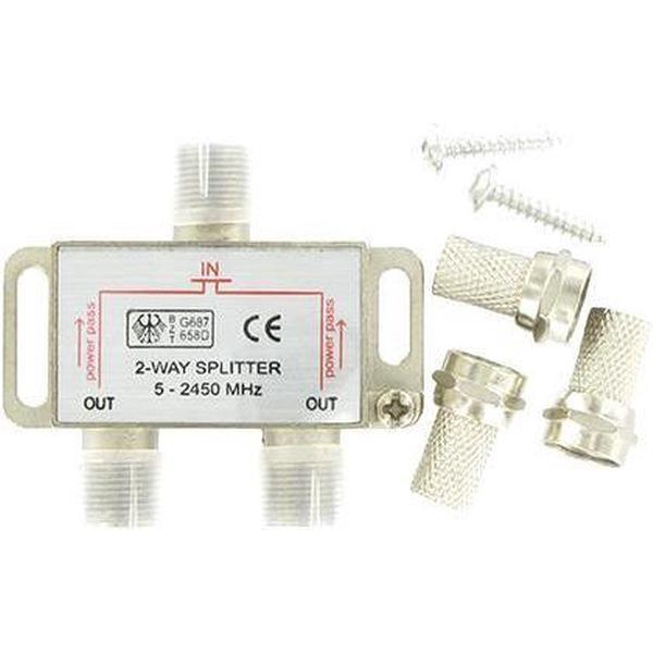 Kopp coax f-connector 2-weg verdeler 6,5mm metaal