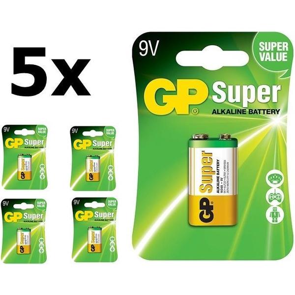 5 Stuks (5 Blister a 1st) GP Super Alkaline 6LR61/9V batterij