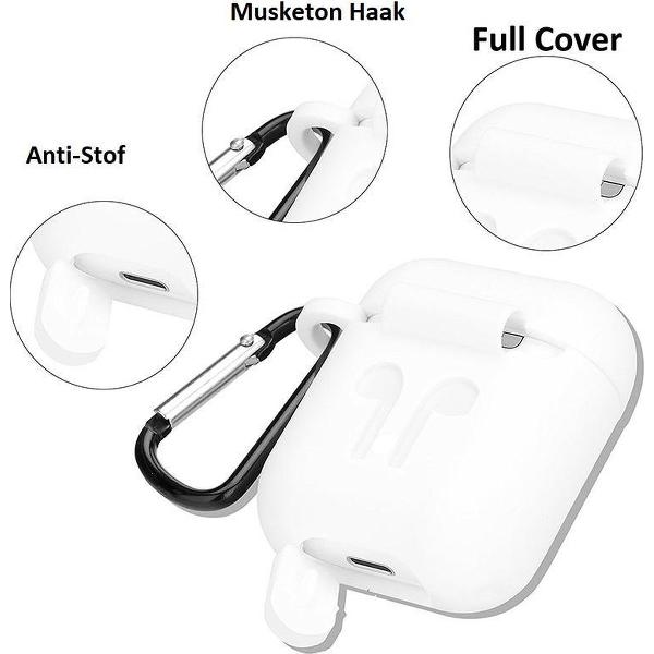 Anti Lost Case Cover Voor Apple Airpods 1/2 - Siliconen Band & Beschermhoes Hoes - Wit