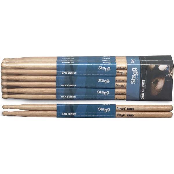 Stagg SO5B pack van 12 paar 5B drumstokken in eik
