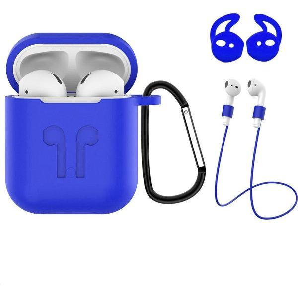 Hoesje voor Apple AirPods 1 Hoes Case 3-in-1 Siliconen Cover - Blauw