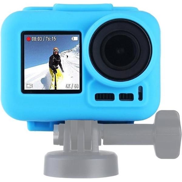 PULUZ siliconen beschermhoes voor DJI Osmo Action met frame (blauw)