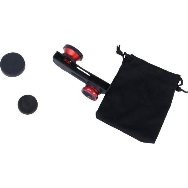 TEOG 3-in-1 Photo camera Lens for iPhone 6 6S Plus Fisheye Macro Wide Optic Rood Red
