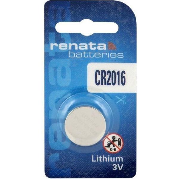 1 Stuk - Renata CR2016 Professional Electronics 3V 90mAh Lithium knoopcel