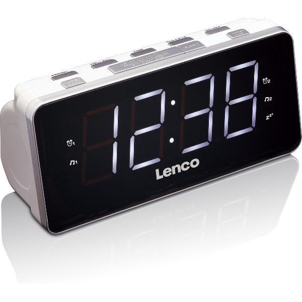 Lenco CR-18 - Wekkerradio met LED display - Wit