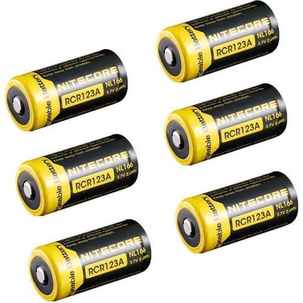 6 Stuks - Nitecore RCR123A Li-ion NL166 650mAh 3.7V