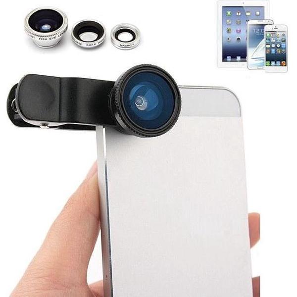 3 in 1 fish eye lens Lens Macro Visooglens voor Smartphone en Tablet ǀ Pride Kings®