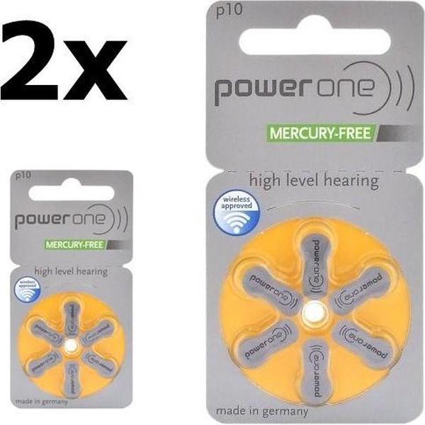 12 Stuks (2 Blister a 6st) Power One van Varta P10 / 10 / PR70 1,45V Gehoorapparaat - kwikvrij