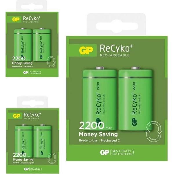 6 Stuks (3 Blisters a 2st) - GP 1.2V C/HR14 2200mah NiMh 2200 Series oplaadbare batterij