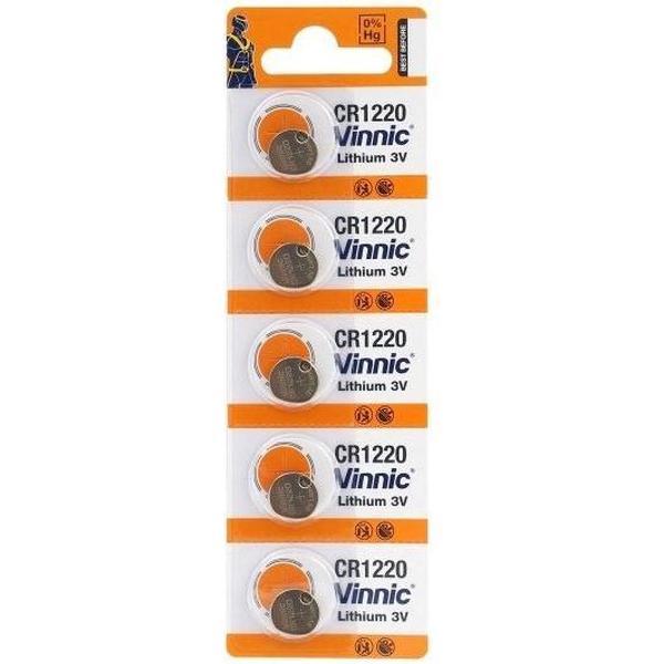 5 Stuks (1 Blister a 5st) Vinnic CR1220 3V 40mAh lithium knoopcelbatterij