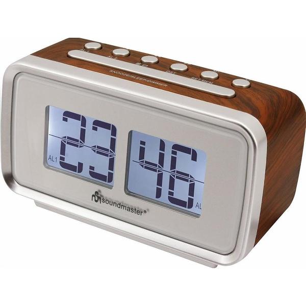Soundmaster UR105BR - Wekkerradio in retro stijl - donkerbruin
