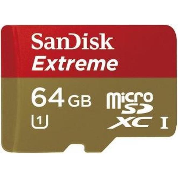 Sandisk Extreme PLUS Micro SD kaart 64 GB + SD adapter