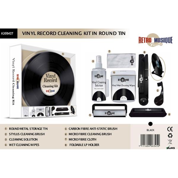Vinyl Cleaning Kit deluxe met opvouwbare LP houder