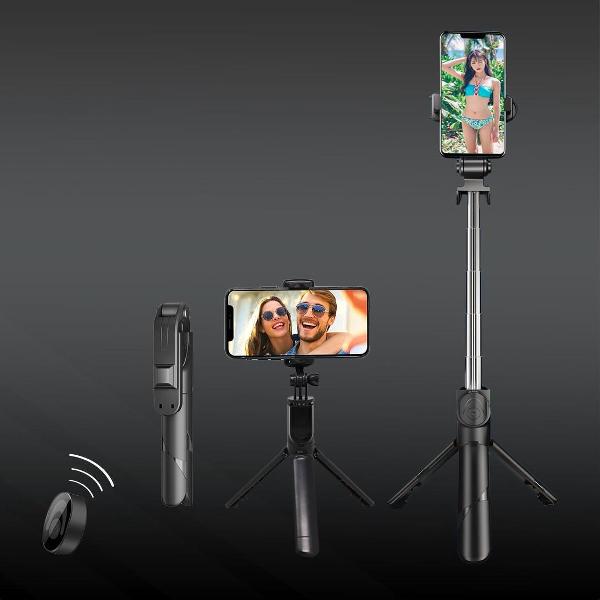 SelfieStand™ 3 in 1 Bluetooth Selfie stick - Tripod/Monopod met Statief - Universeel - Inclusief afstandsbediening