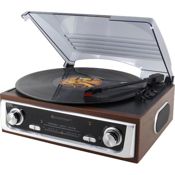 Soundmaster PL196H platenspeler- Nostalgische platenspeler met FM radio